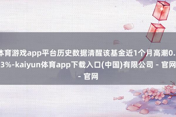体育游戏app平台历史数据清醒该基金近1个月高潮0.33%-kaiyun体育app下载入口(中国)有限公司 - 官网