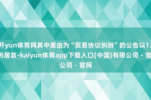 开yun体育网其中案由为“贸易协议纠纷”的公告以131则居首-kaiyun体育app下载入口(中国)有限公司 - 官网
