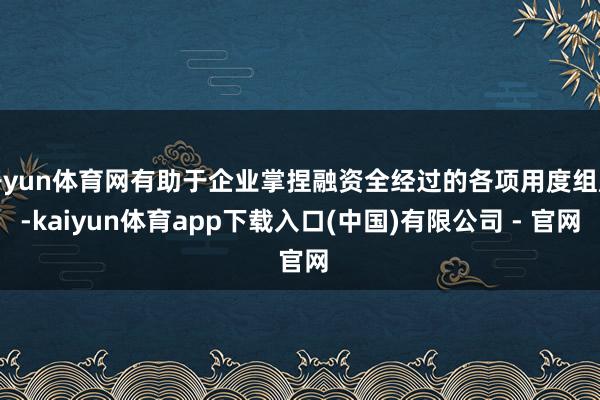 开yun体育网有助于企业掌捏融资全经过的各项用度组成-kaiyun体育app下载入口(中国)有限公司 - 官网
